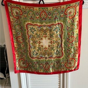 Vintage Red and Gold Patterned Scarf